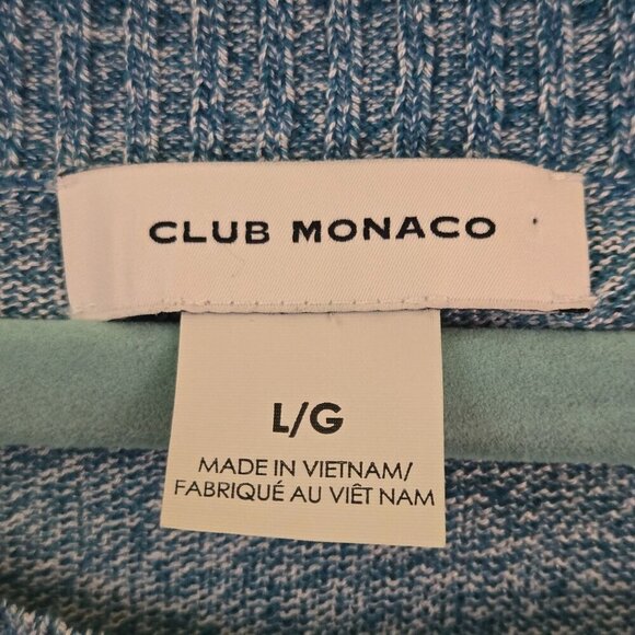 Club Monaco Linen Blend Heathered Blue Long Sleeve Boatneck Sweater Size L - Picture 5 of 6